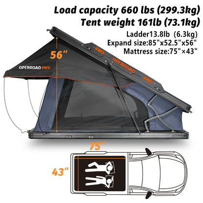 OPENROAD Aluminum Hard Shell Roof Top Tent-PeakRoof LT Series